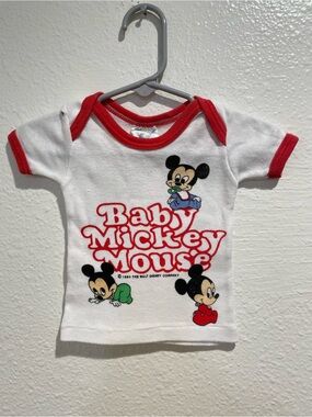 Vintage 1984 Disney Baby Mickey Mouse Infant Ringer T-Shirt Sherry Mfg 12M